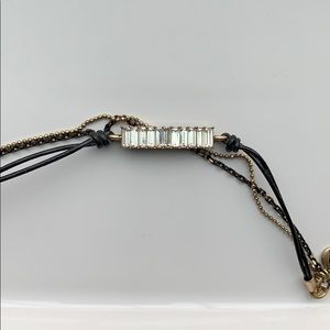 Leather & Baguette Bracelet - Black